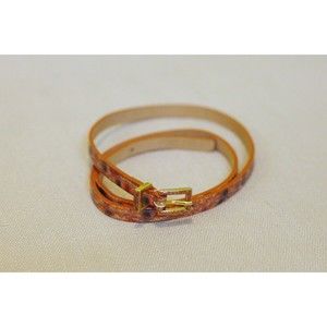 FIBEL Italy Made Womens Fashion Belt 34" Golden Metal Buckle Reptile Leather EUC